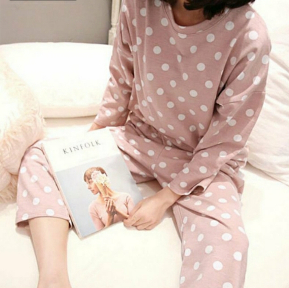 Cute Pink White Polka Dot Pajamas